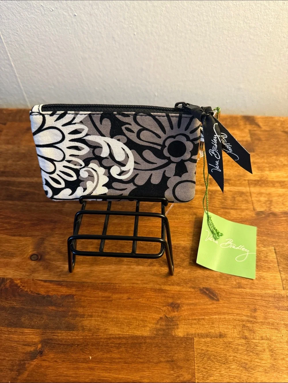 Vera Bradley Yellow and Black Floral Zip Card Wallet - Picture 4 of 4